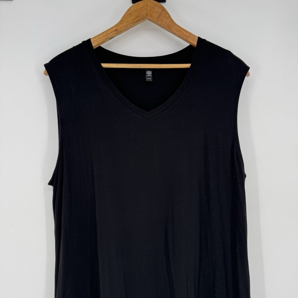 Eileen Fisher Sleeveless Maxi Dress XL V-Neck Tencel Jersey Knit A-Line Stretch - Picture 2 of 6